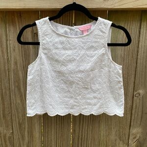 ☀️🆕☀️ Lilly Pulitzer | White Crop with Scalloped Hem | EEUC | Girls Size: 14